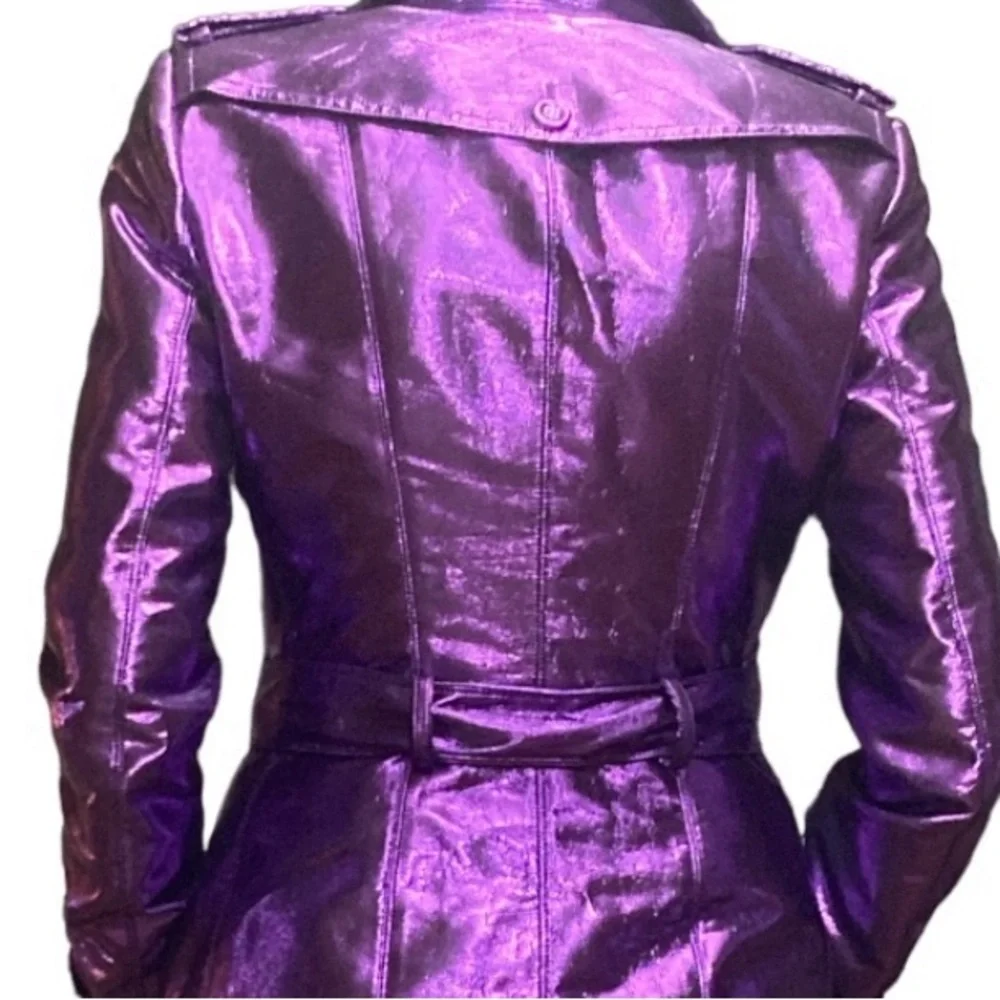 Burberry Prorsum Purple Metallic Trench Coat Runway Collection SUPER RARE 42/ L - Picture 13 of 15